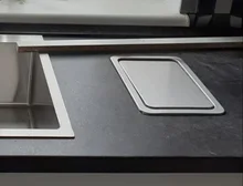 Can Balance-Swing Trash-Bin Kitchen-Counter-Top Garbage Stainless-Steel Flap-Lid-Cover