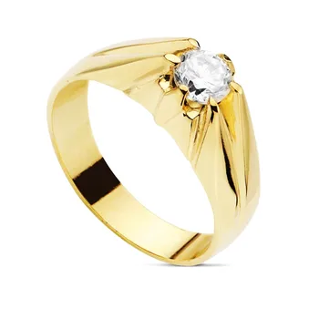 

Solitaire 18k gold gentleman solid center cubic zirconia [AB4784]