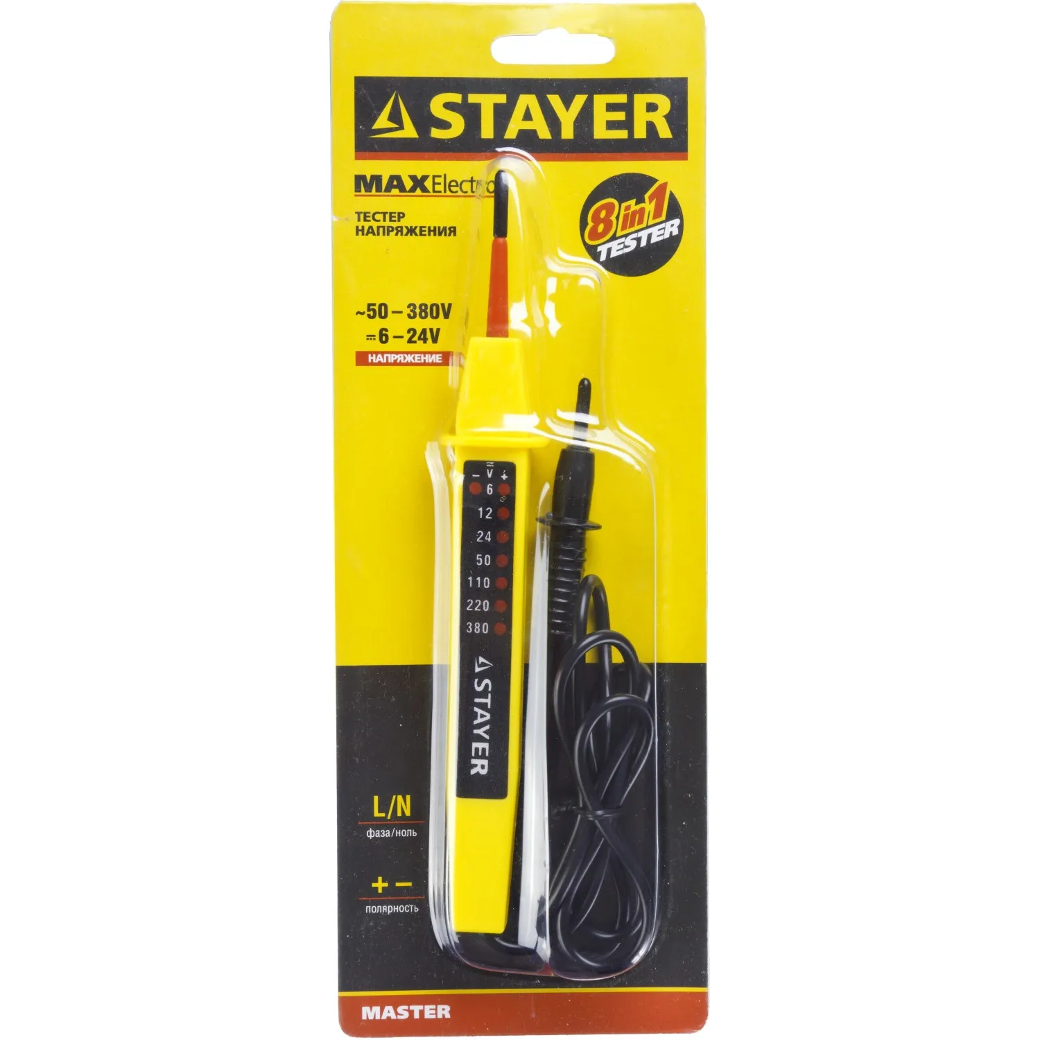 Тестер напряжения STAYER 6-380 В, 190мм 45284