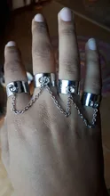 Anillos Punk de Hip Pop para mujer, cadena ajustable multicapa, cuatro anillos abiertos para dedos, anillos giratorios de aleación para mujer, regalo de fiesta