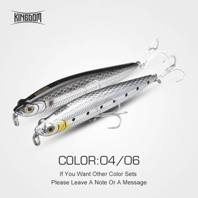 Color 04 06 Kingdom Fishing Тонущая приманка карандаш 95 мм 19 г 80 мм 14 г 70 мм 9 г искусственная жесткая приманка воблеры Новое поступление для морского окуня модель 7504 - Цвет: Color 04 06