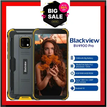 Перейти на Алиэкспресс и купить BV4900 Pro Мобильный телефон IP68 Прочный телефон 4 ГБ 64 ГБ Octa Core Android 10 Водонепроницаемый Blackview 5580 мАч NFC 5,7-дюймовый мобильный телефон 4G Официальные...