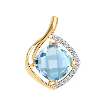 

Sokolov pendant in Gold with Topaz and cubic zirconia, fashion jewelry, gold, 585, women's male, pendants for neck women