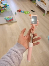 FLOVEME-Mini palo de Selfie con cable, trípode plegable, monopié, palo para selfies con espejo, de mano, 3,5mm, Control de línea de Audio para IOS y Android