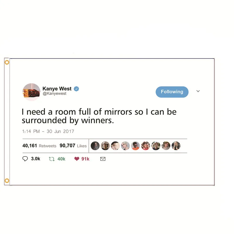 5 'x 3' Kanye Западный рэпер забавные зеркала твит Флаг Баннер полиэстер с