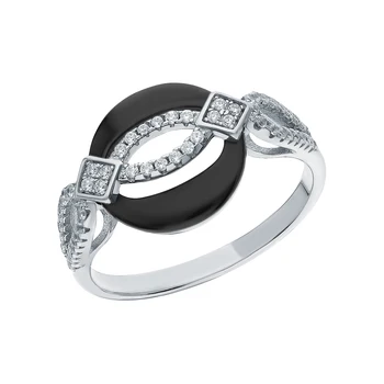 

Silver ring with ceramics and cubic zirconium sunlight