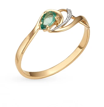

Gold ring with emeralds and diamonds sunlight sample 585