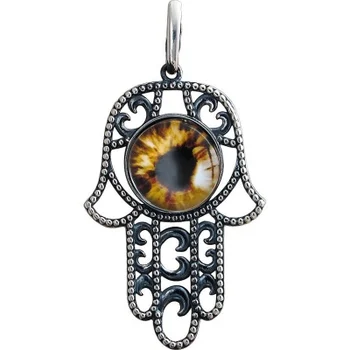 

Esthete pendant hand hamsa with glass of black silver