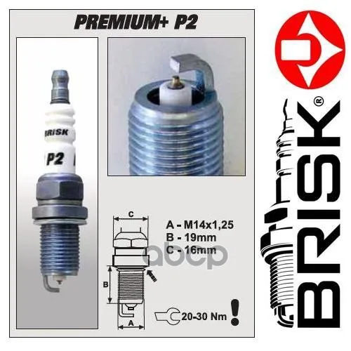 Свеча Зажигания Premium Plus Iridium(Интервал Замены- Max. 100 000 Km) BRISK арт. P2