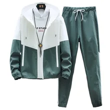

Spring Autumn Men Tracksuit Casual Hoodies Sets Male Jackets+Pants Two Piece Sets Hip Hop Streetwear Sport Suit Patchwork 2022