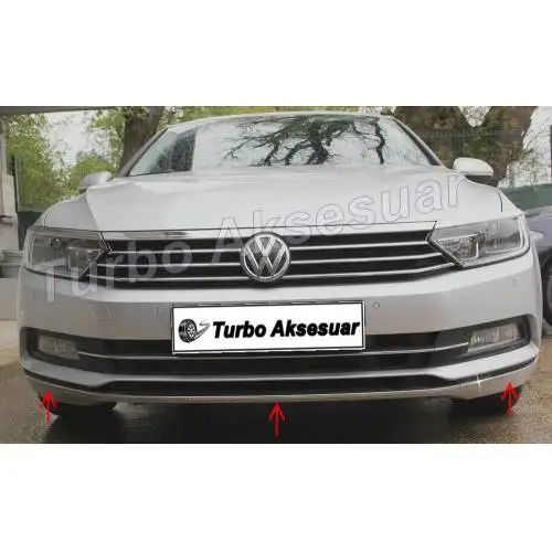 Хромированная крышка багажника переднего бампера Volkswagen Passat B8 3 шт. (2015-) |