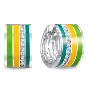 

Silver earrings with cubic zirconia and enamel sunlight sample 925