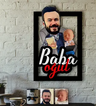 

Personalized Father-Son Caricature OF 3D Wood Tablo-4 Reliable Quality Funny Fun Cost Effective Special Design decoration