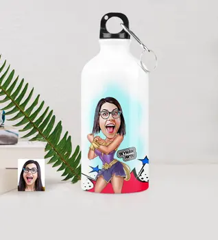 

Personalized Wonder Woman Caricature Of Metal Water bowl (500 ml.)
