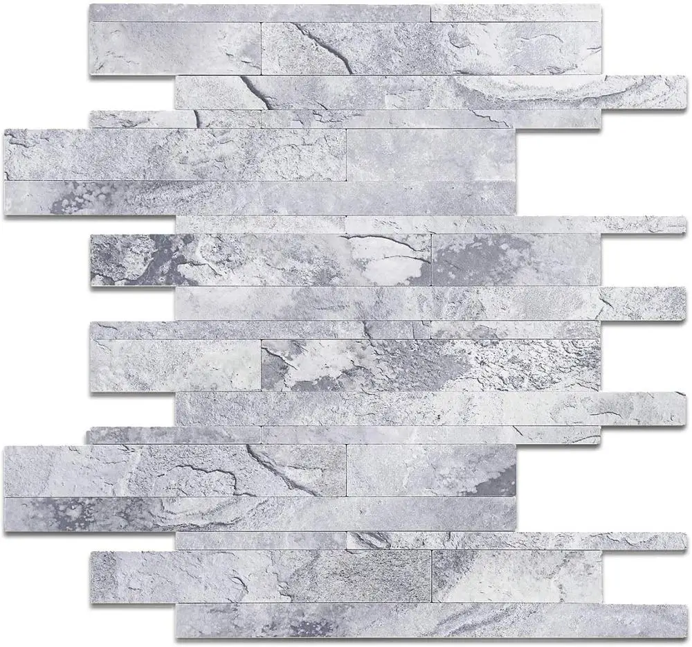 

New Material Marble-Plastic Panel Peel And Stick Mosaic Wall Sticker ,Backsplash for Kitchen, Living Room Wall Decor Waterproof