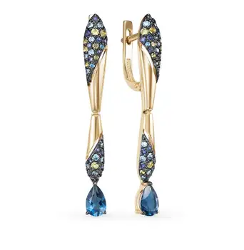 

Gold earrings with Topaz and cubic zirconia sunlight sample 585