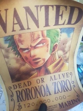 Figuras de acción de One Piece Bounty, pegatinas de pared con estampado de póster artesanal, película Vintage, Playbill, Luffy, papel tapiz de una pieza, 1 Uds.