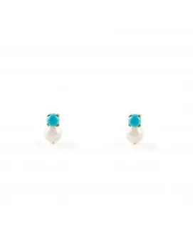 

Earrings Bebe or girl Pearl and turquoise you and me