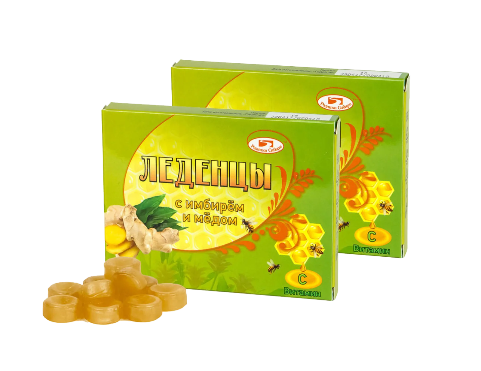 Lollipops with ginger and honey for throat, from cough/set of 2 packs