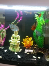 Plantas artificiales subacuáticas decoración de Acuarios y Peceras, decoraciones de visualización de césped verde y morado de 37CM