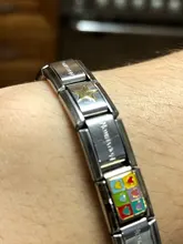 Hapiship-brazalete con amuleto italiano de acero inoxidable, joyería de 9mm de ancho, Original, Margarita, corazón, estrella, mariposa, corona, Princesa, DJ01