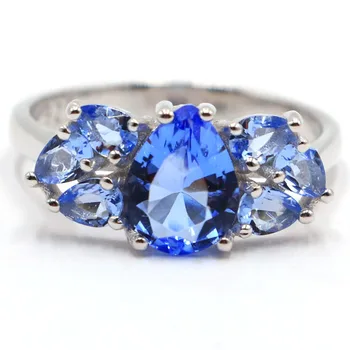 

2.3g Elegant Rich Blue Violet Tanzanite Gift For Girls 925 Solid Sterling Silver Rings 19x9mm