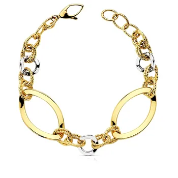 

18k gold bracelet bicolor hollow 20cm. [AB3003]