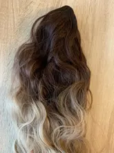 Coleta de colores degradados sintética para mujer, extensiones de cabello con Clip, estilo rizado ondulado, cola de poni, peinado azul y rosa