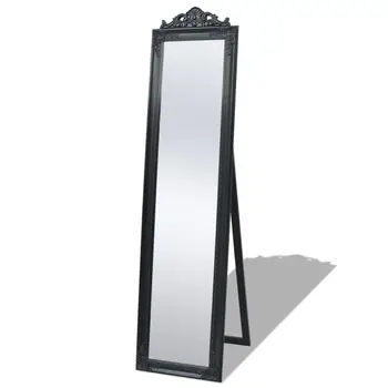 

Baroque style floor mirror 160x40 cm black furniture