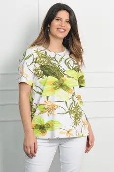 

Sans Textile Women Green Cotton Fabric Flower Pattern Blouse 65 N15901