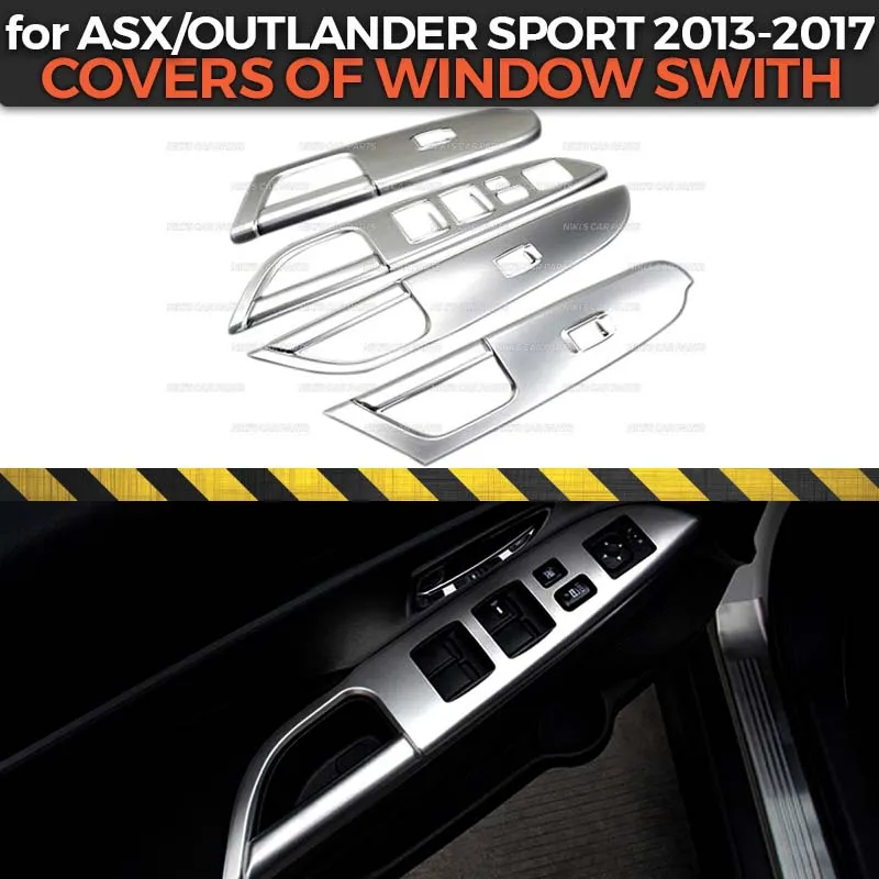 Накладки на блок управления окнами для Mitsubishi ASX/Outlander Sport 2013- ABS пластик 1 комплект/4 шт. молдинг украшения автомобиля