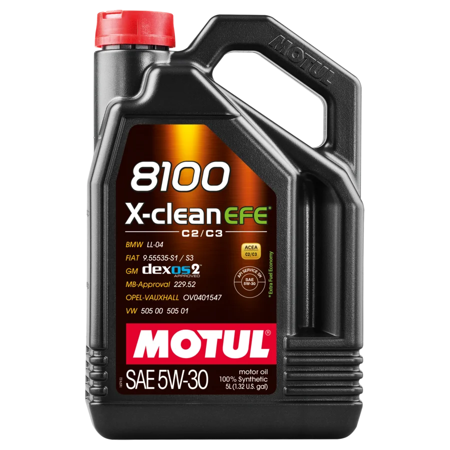 Motul 109471-Olio Motore Per Moto 8100 X-Clean Fe 5W30 (Acea C2/C3) Lubrificante Sintetico 5L