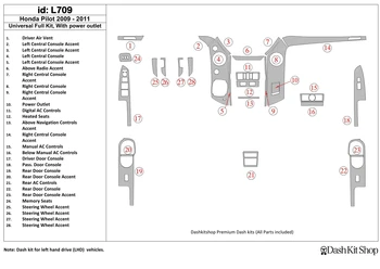

Interior lining for Honda Pilot 2009-2011. Set L709.
