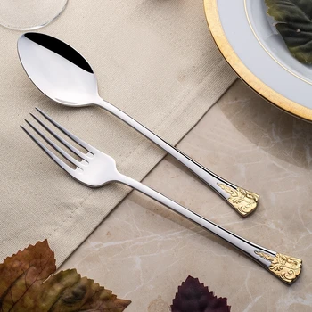 

AKASYA Gold Fork Spoon Flatware set 30 Pieces (6 Persons set) - Cutlery