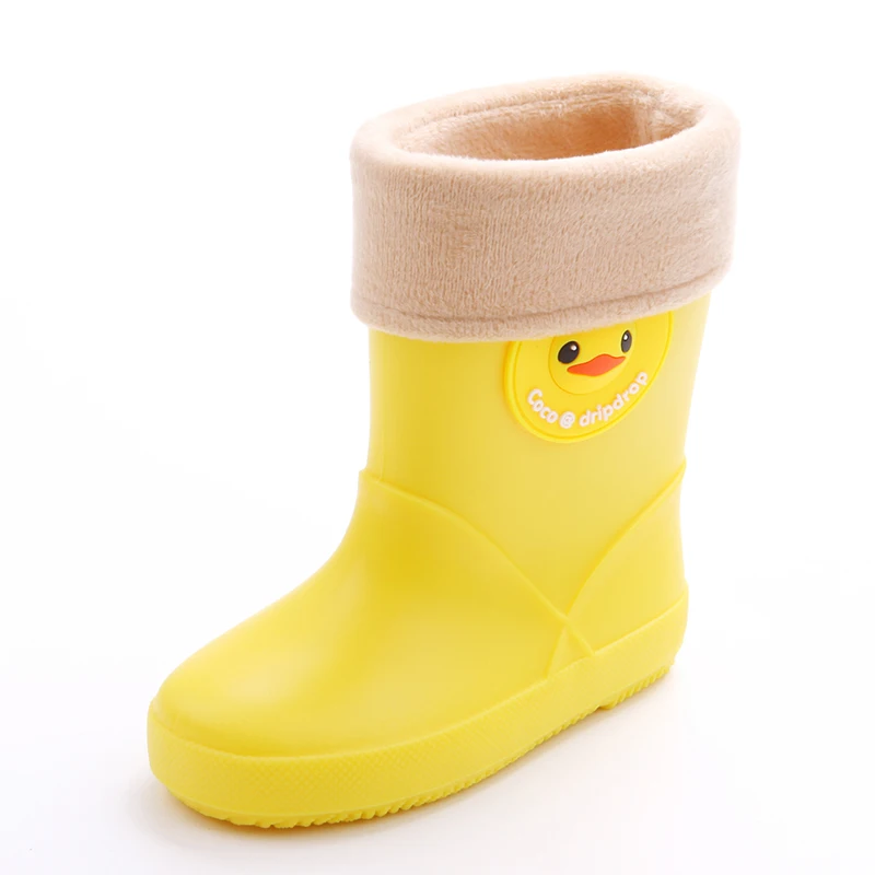 Yellow with Socks DRIPDROP/детские резиновые сапоги; водонепроницаемые резиновые сапоги для мальчиков; Водонепроницаемая Обувь до середины икры для девочек; детские резиновые сапоги - Цвет: Yellow with Socks