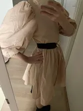 Mini Dress Lantern Short-Sleeve OOTN A-Line Pink Elegant Green Cotton Casual Women Ladies