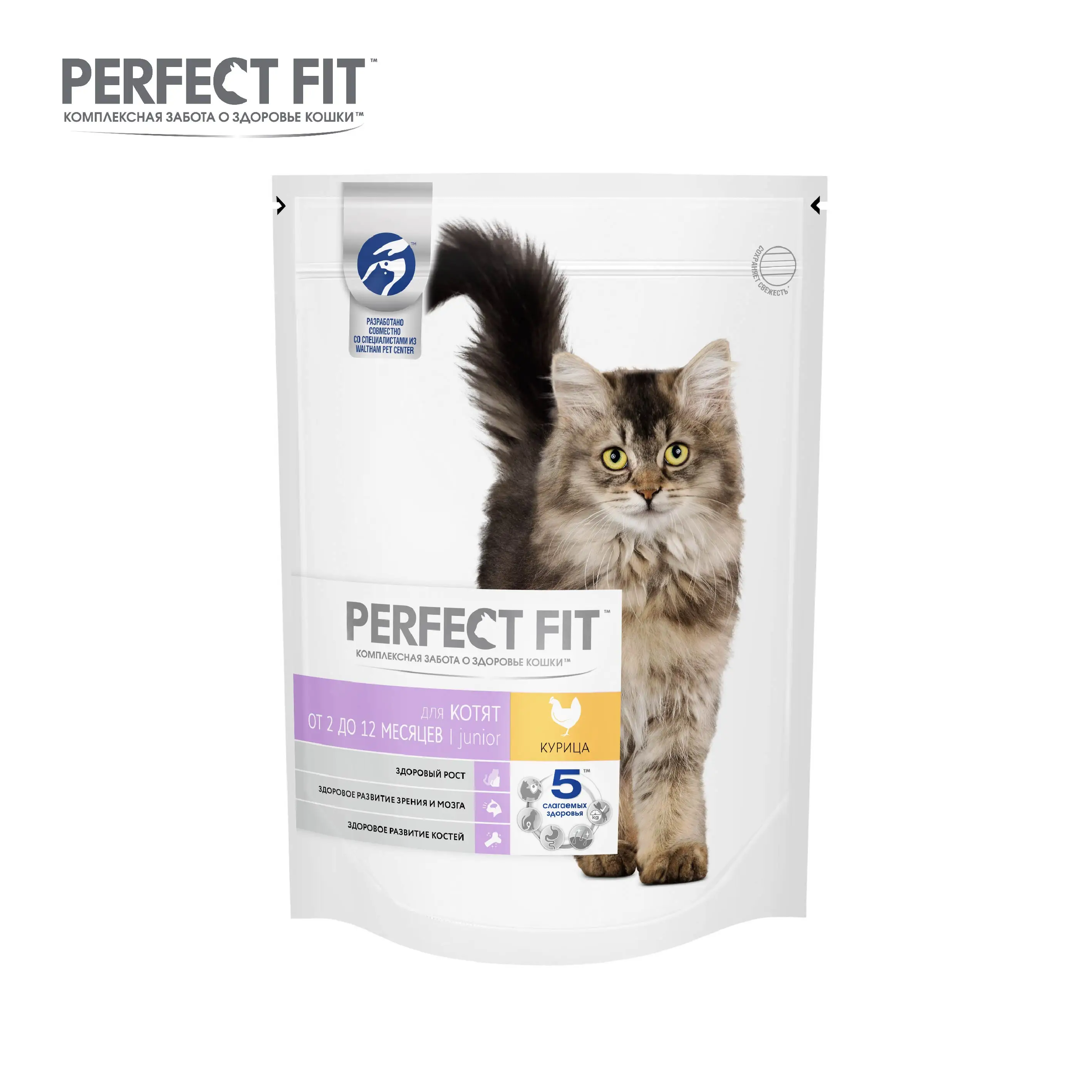Сухой корм PERFECT FIT &quotКурица&quot для котят до 12 месяцев 650г|Кошачий сухой корм| |
