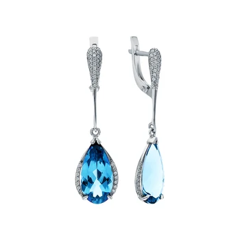 

Silver earrings with Topaz and cubic zirconia sunlight sample 925 test