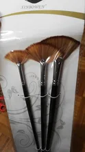 Juego de pinceles de pintura en forma de abanico para mujer, pinceles de pintura de acuarela con tubo de cobre y pelo mezclado, pinceles de Gouache para dibujo escolar, suministros de arte, 3 uds.