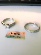 CC 925 anillos de plata para las mujeres, diseño Simple, doble apilable joyas a la moda para novia de boda anillo de compromiso de CC634