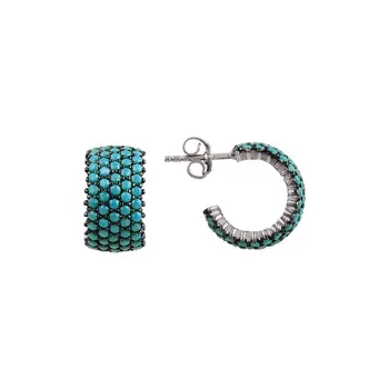 

Angemiel 925 Silver 5 Row Turquoise Zircon Cubic Zirconia Tamtur Earrings