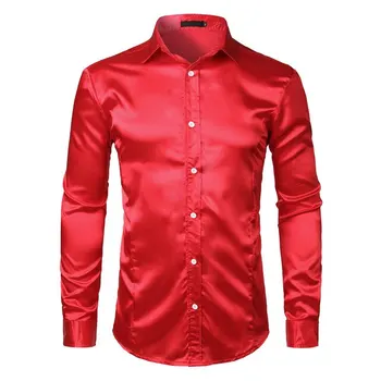 

2020 fashion white casual long-sleeved slim men's formal shirt