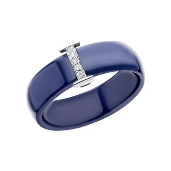 

Silver ring with ceramics and cubic zirconia sunlight sample 925