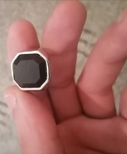 Anillo cuadrado de resina negra para hombre y mujer, joyería de dedo plateado, anillos Vintage de moda para parejas, anillos de boda para mujer