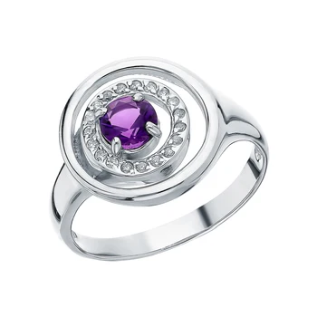 

Silver ring with amethyst and cubic zirconia sunlight sample 925 test
