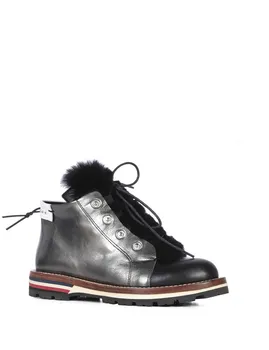 

İLVİ Raffaelo Women's Boot Black Leather-Platinum-White