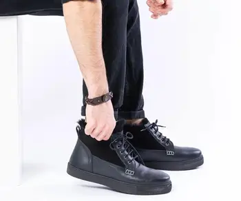 

Genuine Leather & Shearling Men's Boots Winter Hot