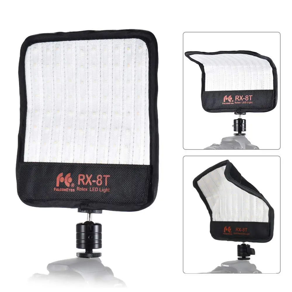

Fomito Falconeyes RX-8T Foldable Roll-Flex LED Light Kit 5600K CRI95 Flexible Cloth Mounting On-Camera Lamp Daylight