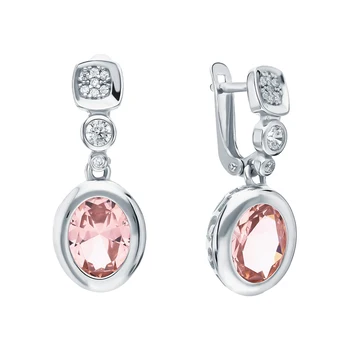 

Silver earrings with morganites and cubic zirconia sunlight sample 925