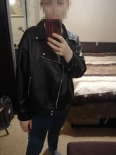 Jacket Women Basic-Coat Moto Aelegantmis Faux-Leather Plus-Size Winter Outerwear Autumn